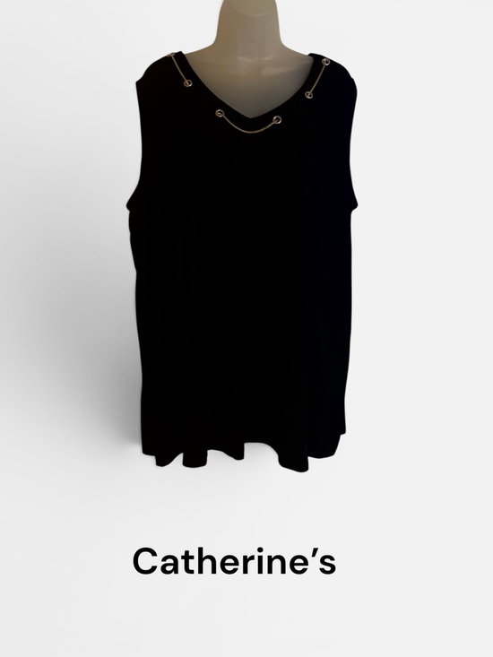 Catherines Tops - GORGEOUS Black Sleeveless Top/Tank/Shell Silver Chain Detail PLUS: 18/20 #14